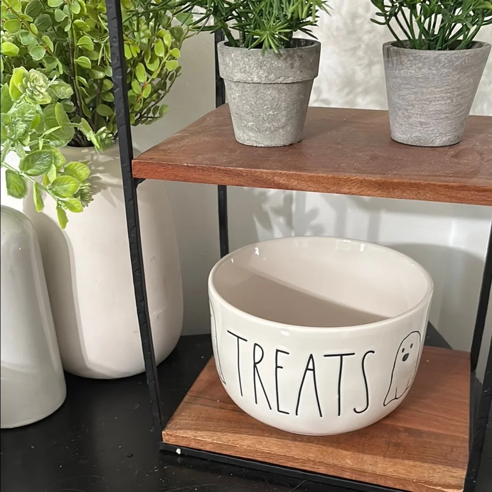 NWT Rae Dunn White Ceramic Treats Bowl with Ghost Design